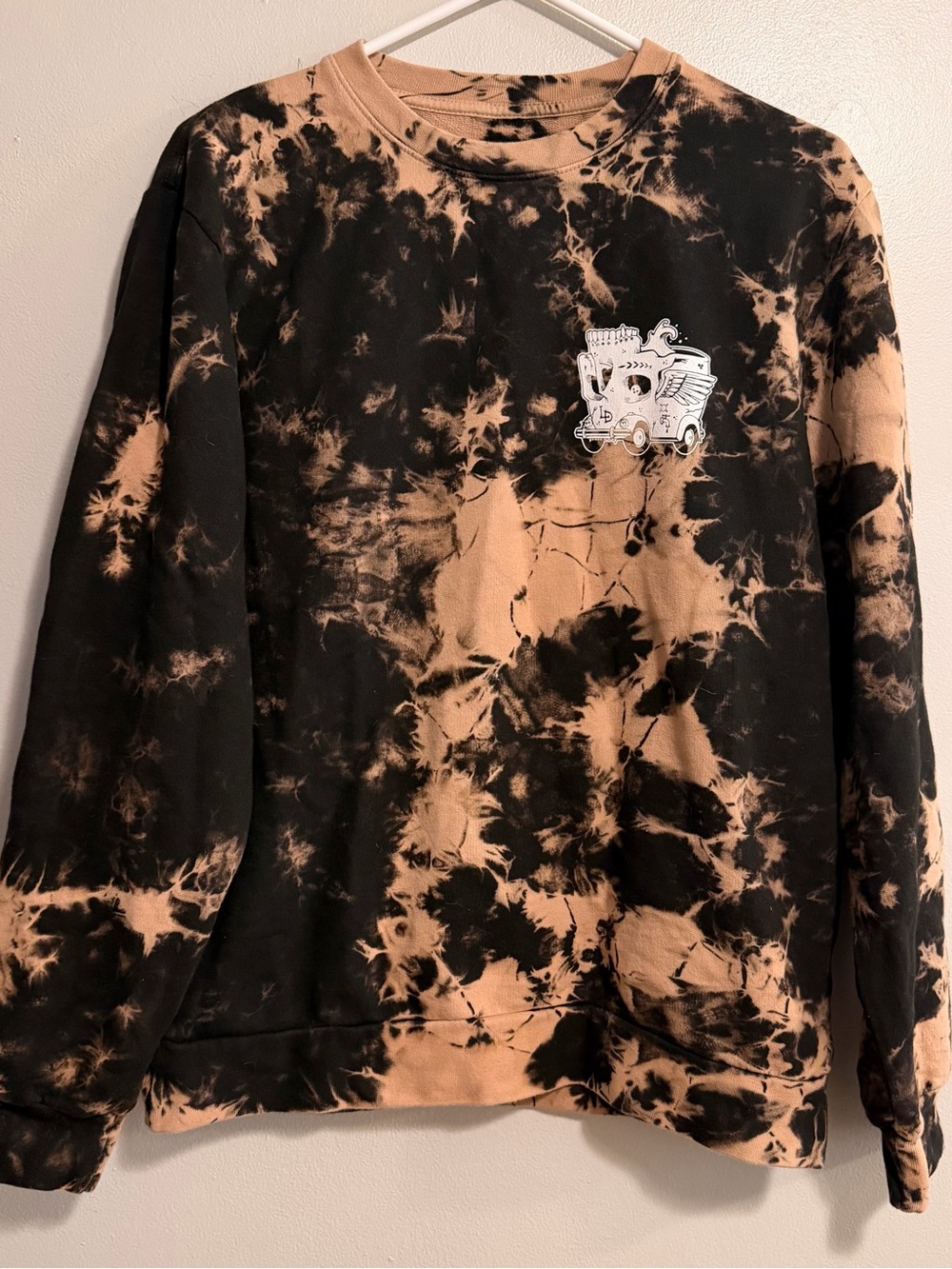 Liquid Death tie dye bleached crewneck sweater
